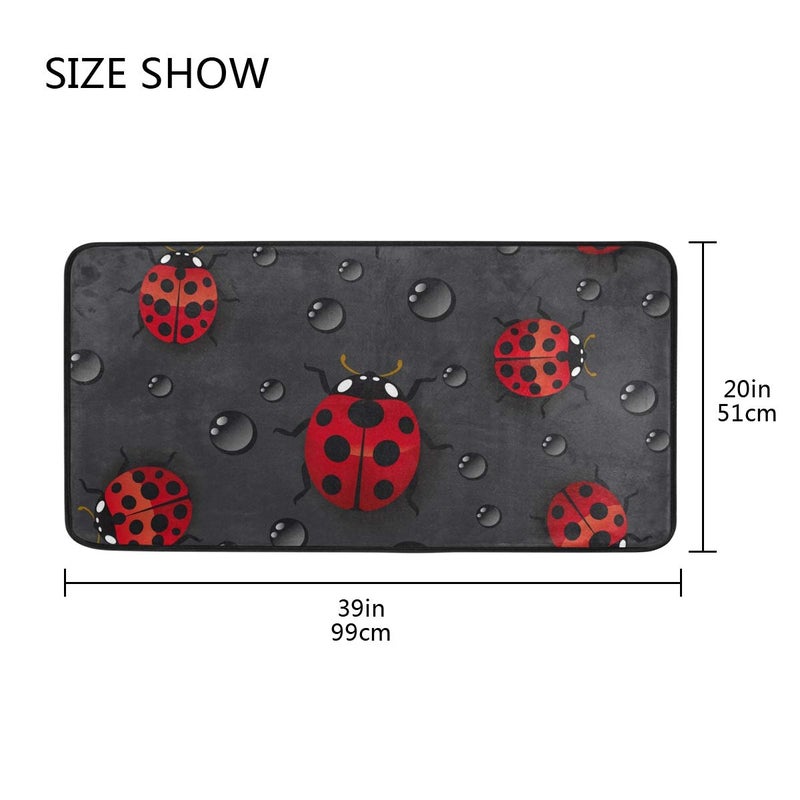 senya Kitchen Rugs Ladybug Rain Design Non-Slip Soft Kitchen Mats Bath Rug Runner Doormats Carpet for Home Decor, 39" X 20" - Image 4